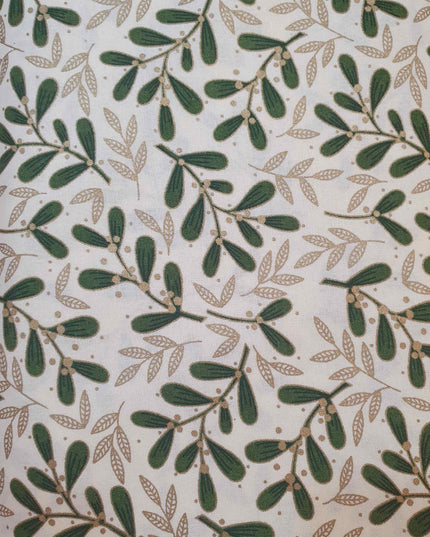Fabric METALLIC MISTLETOE CREAM