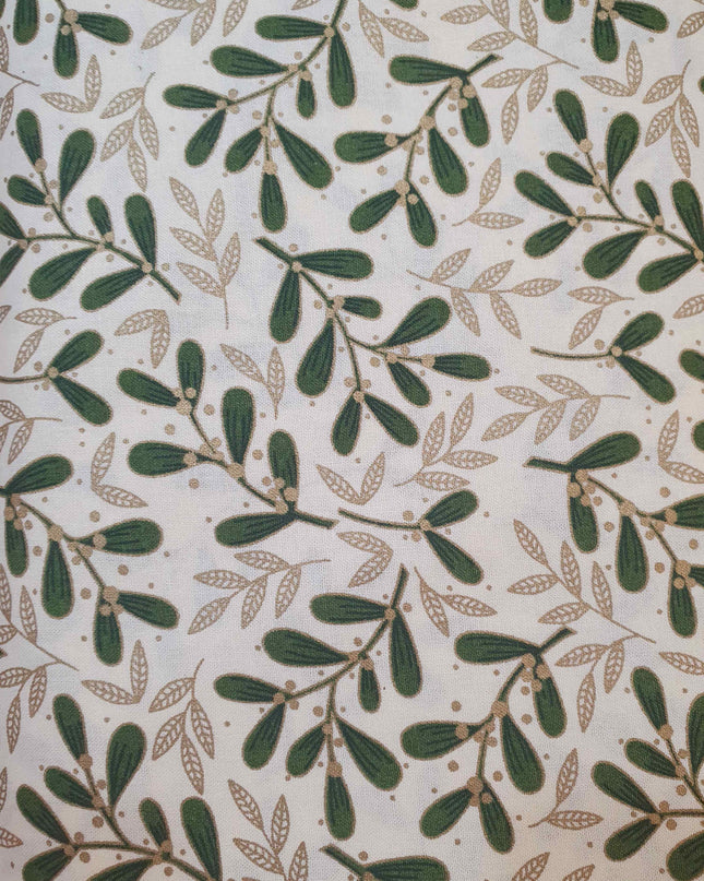 Fabric METALLIC MISTLETOE CREAM