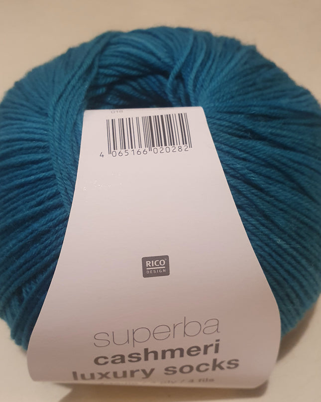 Rico Superba Cashmeri Luxury Socks 4 ply Turquoise 018