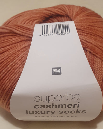 Rico Superba Cashmeri Luxury Socks 4 ply Coral 014