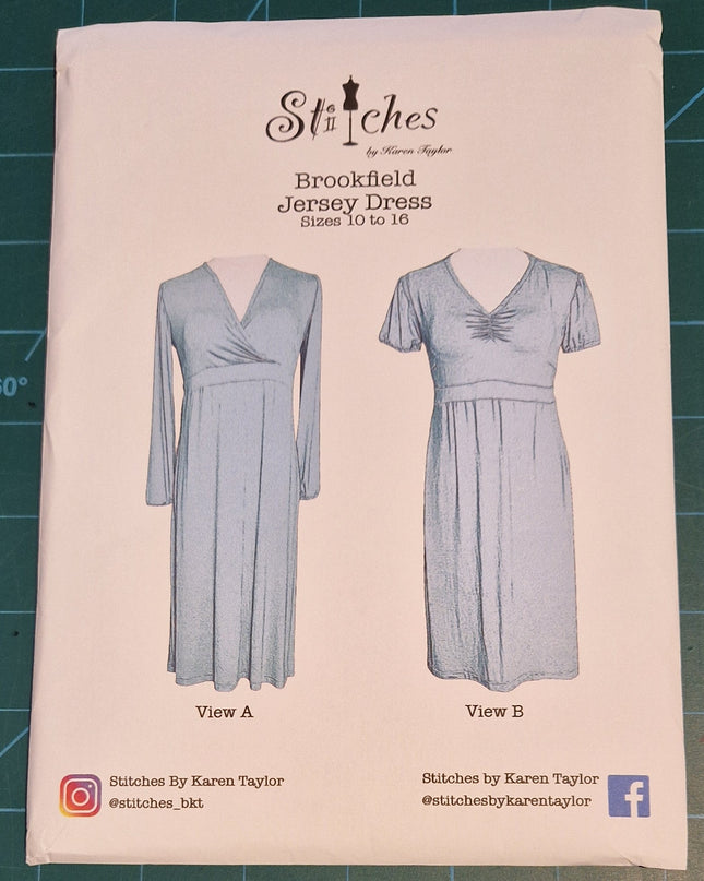 Karen Taylor Sewing Patterns Brookfield Jersey Dress Sizes 18 to 26
