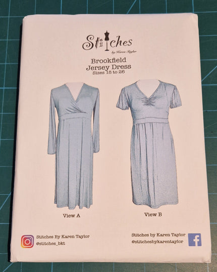 Karen Taylor Sewing Patterns Brookfield Jersey Dress Sizes 10 to 16