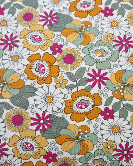 Fabric The Crafty Pie Jersey FLOWER CHILD CREAM