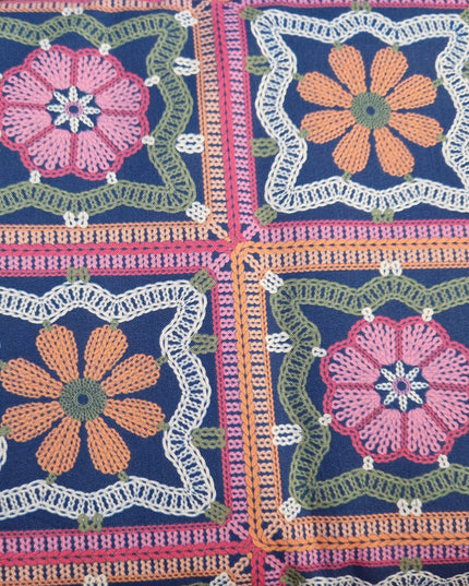 Fabric The Crafty Pie Cotton Viscose CROCHET SQUARE NAVY