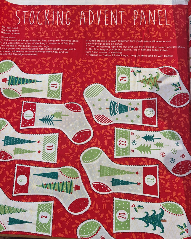 Fabric Christmas Stocking Advent Panel