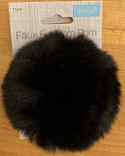 Pompom Faux Fur Black 11cm TTPOM12BLK