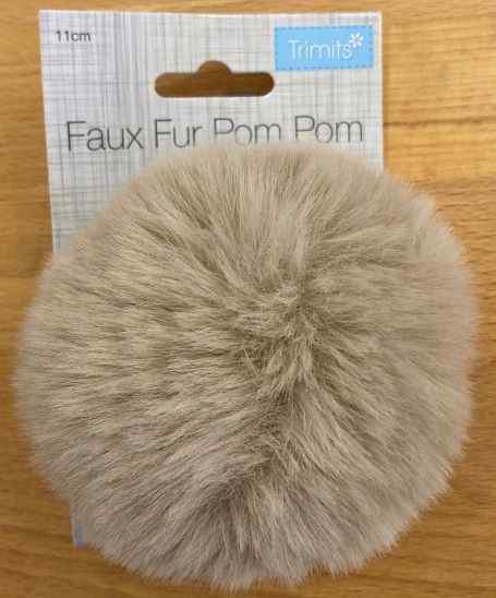 Pompom Faux Fur Natural 11cm TTPOM12NAT