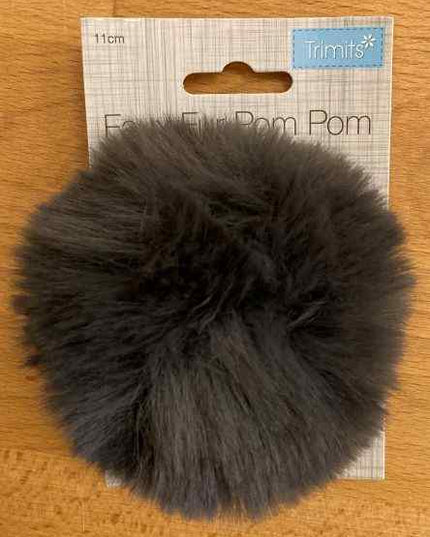 Pompom Faux Fur Grey 11cm TTPOM12