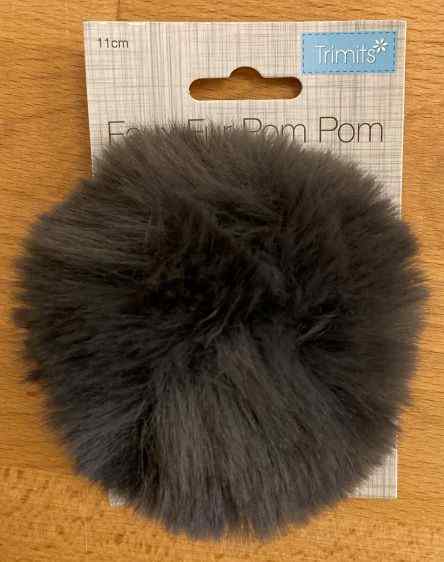 Pompom Faux Fur Grey 11cm TTPOM12