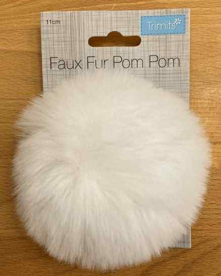 Pompom Faux Fur White 11cm TTPOM12WHT