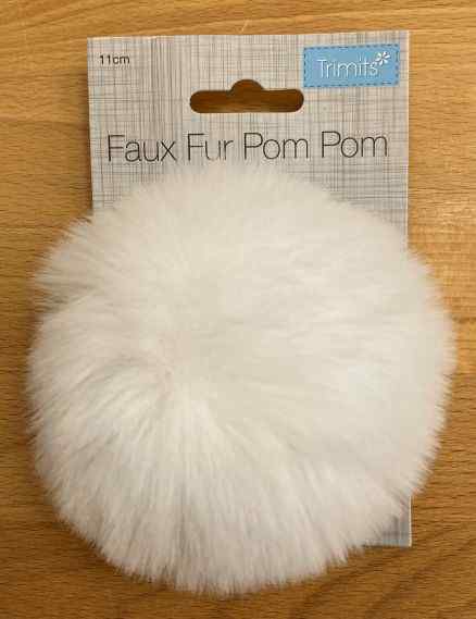 Pompom Faux Fur White 11cm TTPOM12WHT