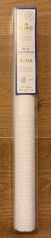 DMC 6 Count Aida WHITE (tubed)