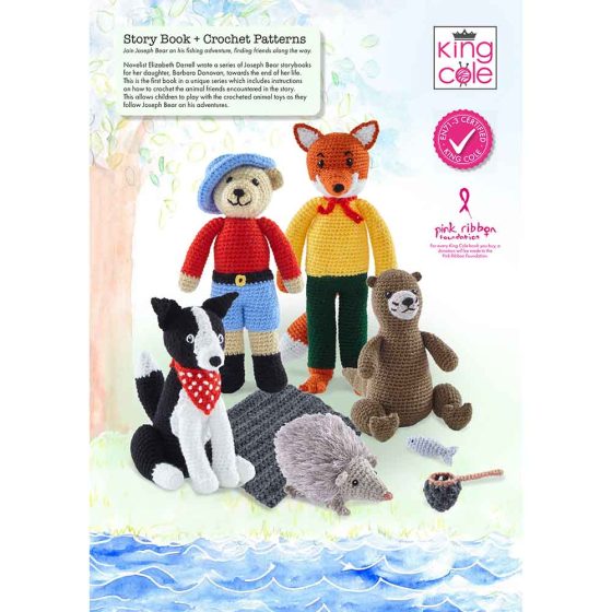 King Cole Joseph Bear Goes Fishing Story Book and Crochet Patterns
