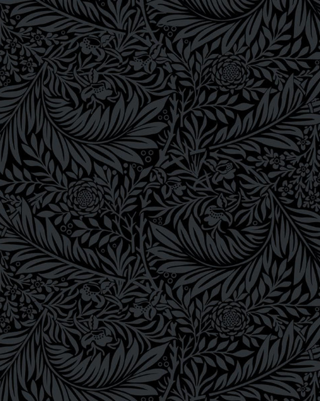 Quilt Back Cotton 108" William Morris Larkspur BLACK