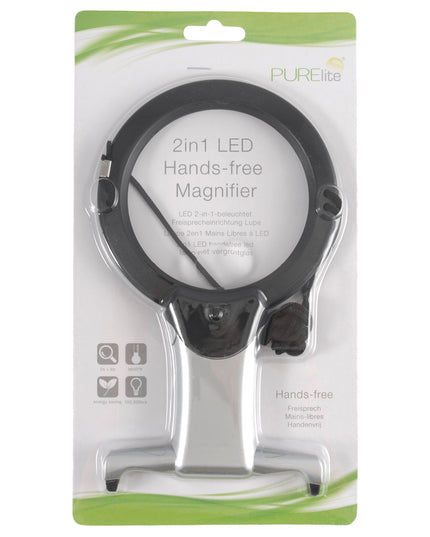 Hands free magnifier with LED Light