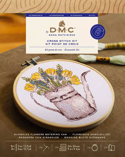 DMC Cross Stitch Sunshine Flowers Watering Can BK414