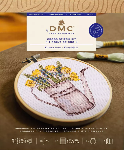 DMC Cross Stitch Sunshine Flowers Watering Can BK414