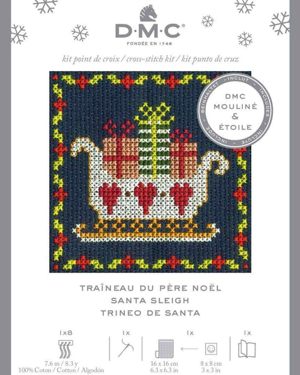 DMC Christmas Mini Cross Stitch Kit Santa Sleigh