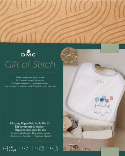 DMC Gift Of Stitch Floating Hippo Stitchable Bib Kit RK207