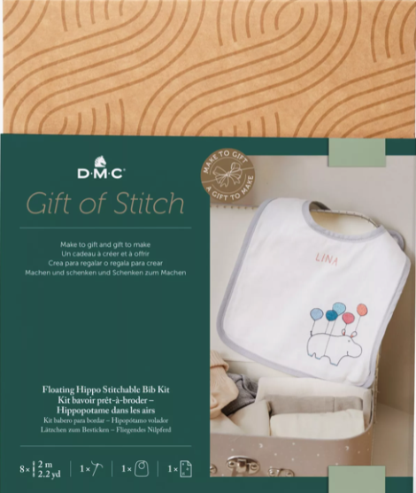 DMC Gift Of Stitch Floating Hippo Stitchable Bib Kit RK207