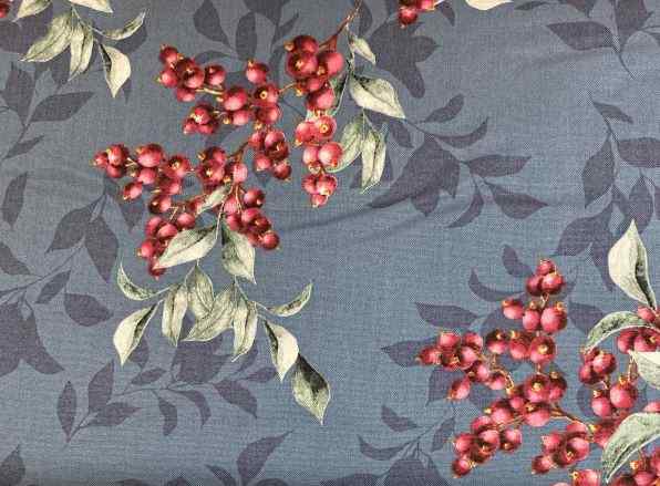 Fabric BERRIES ON BLUE
