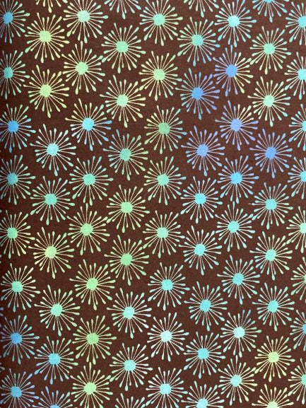 Fabric Unusual Garden GREEN AND BLUE ON BLACK