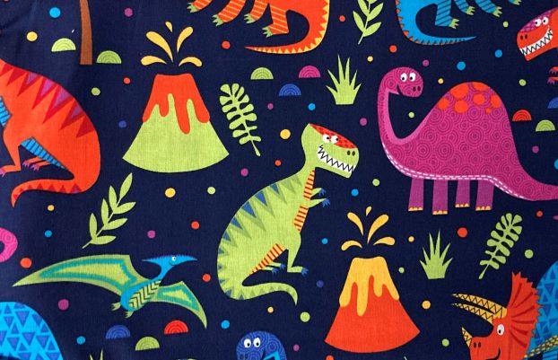 Fabric DINO WORLD NAVY