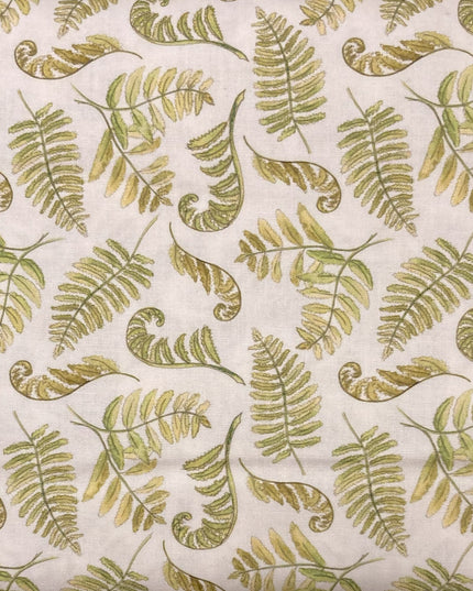 Fabric FERNS ON WHITE