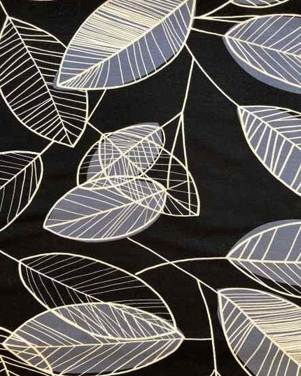 Fabric Jersey LEAVES GREY