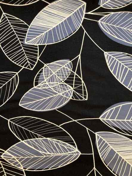 Fabric Jersey LEAVES GREY