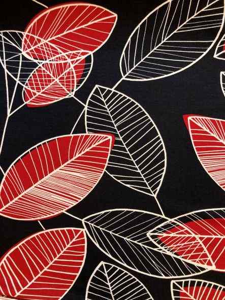 Fabric Jersey LEAVES RED