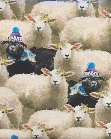 Fabric Back to The Farm BLACK SHEEP