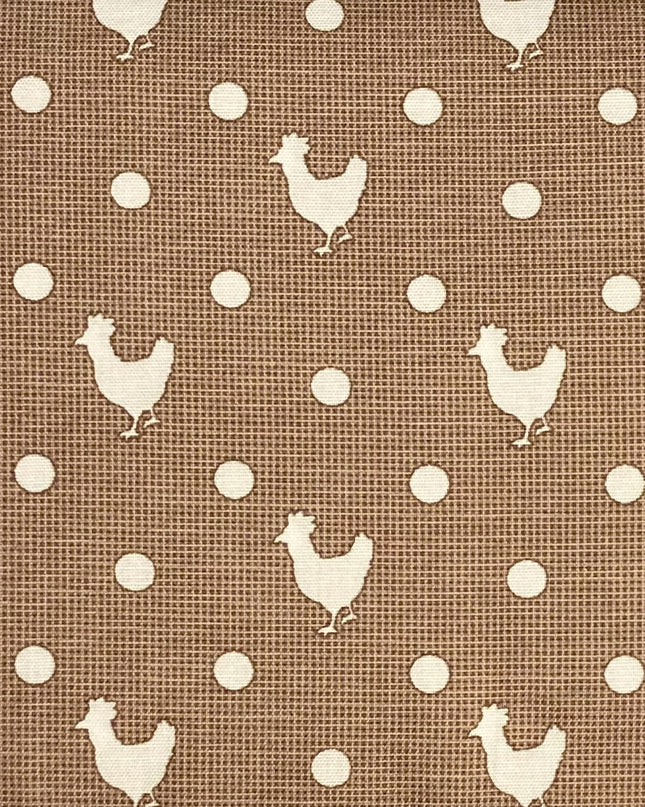 Fabric Stuart Hillard Blue Skies And Nutmeg Collection BROWN CHICKEN