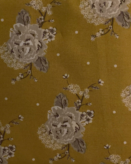Fabric Stuart Hillard Blue Skies And Nutmeg Collection MUSTARD FLORAL