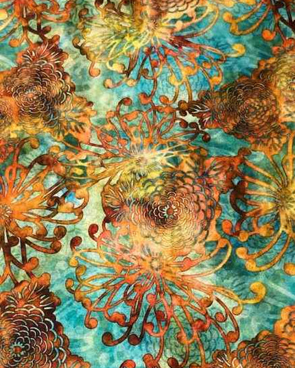 Fabric Valencia GREEN AND ORANGE