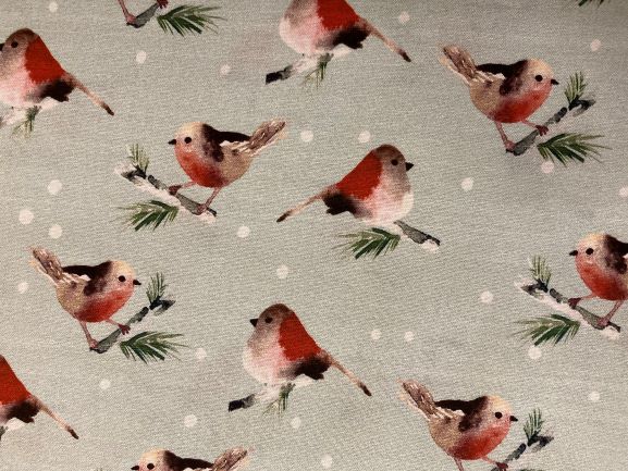 Fabric WINTER WOODS ROBIN