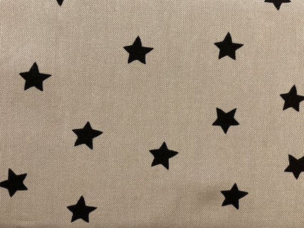 Fabric BLACK STARS ON NATURAL