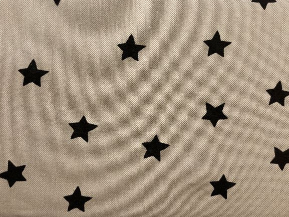 Fabric BLACK STARS ON NATURAL