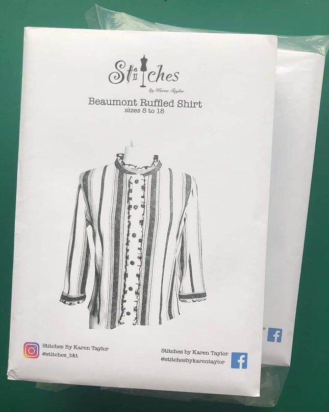Karen Taylor Sewing Patterns Beaumont Ruffled Shirt size 8-18