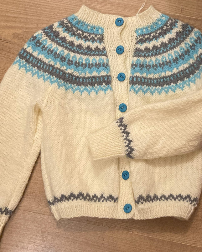 Garment Childs Cardigan 24" chest Fair Isle on Cream