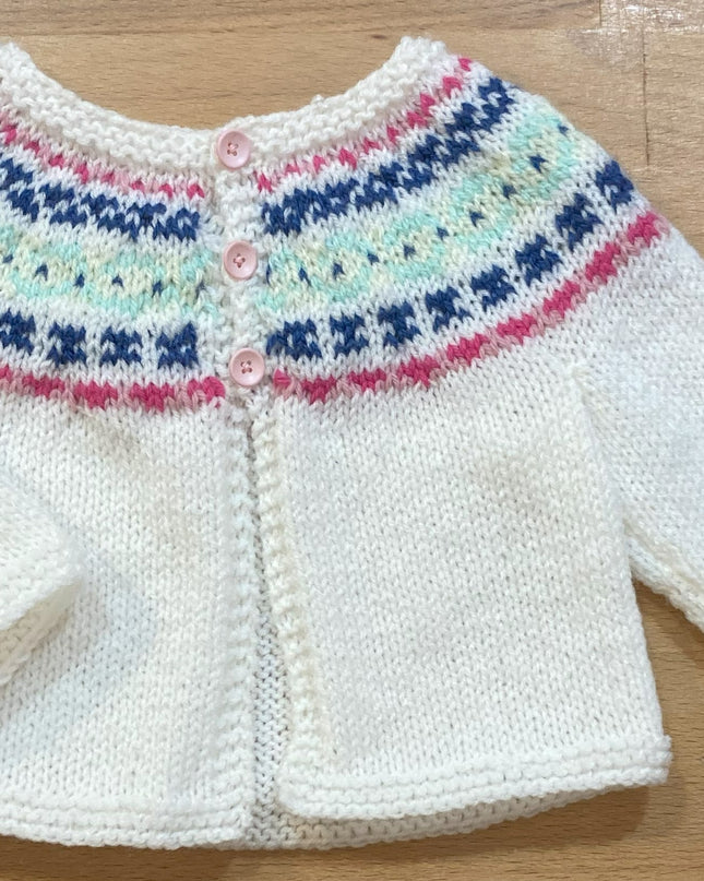 Garment Childs Cardigan 16" chest Fair Isle on White