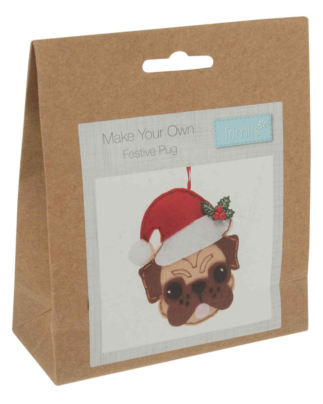 Make your own Felt Kit - Festive Pug
