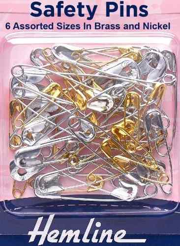 Safety Pins 6 Assorted Sizes in Brass and Nickel H415.99