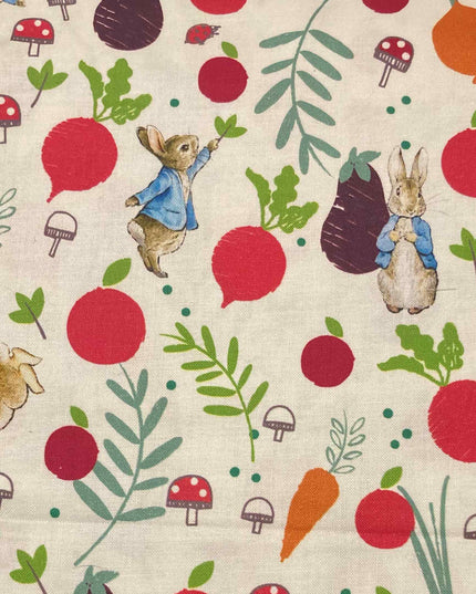 Fabric Beatrix Potter Collection PETER RABBIT IN THE VEG GARDEN