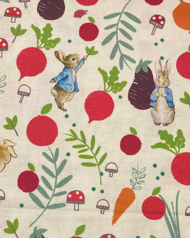 Fabric Beatrix Potter Collection PETER RABBIT IN THE VEG GARDEN