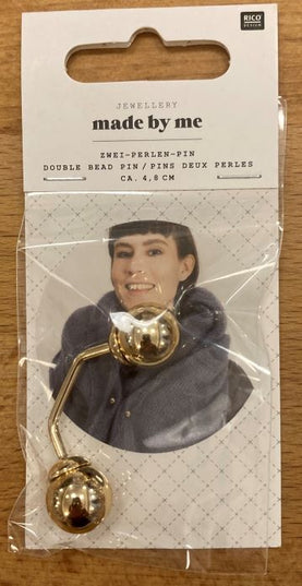 Rico Double bead shawl pin gold