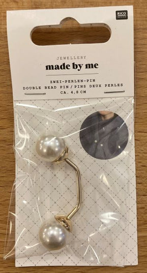 Rico Double bead shawl pin pearl white