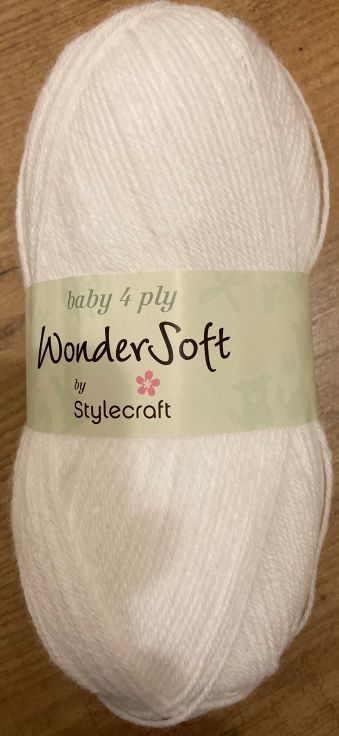 Stylecraft Wondersoft Baby 4 ply White 7206