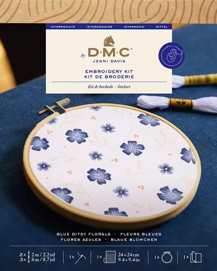 DMC Embroidery Kit Blue Ditsy Florals TB223
