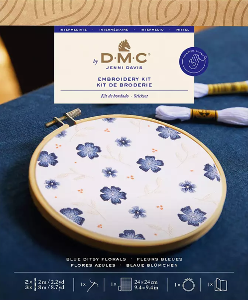 DMC Embroidery Kit Blue Ditsy Florals TB223